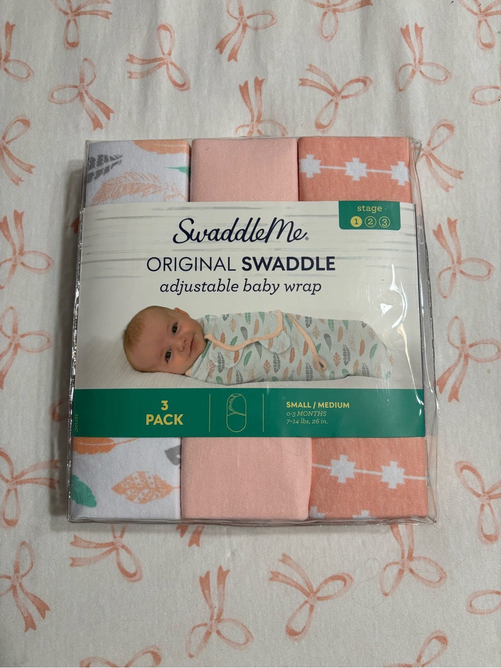 SwaddleMe 3-Stage Sleep Guide Backing - Peach & White